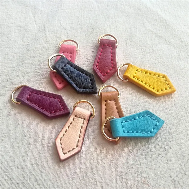 Кожаная застежка молния в форме бриллианта 3 шт. бронзовое кольцо для шитья