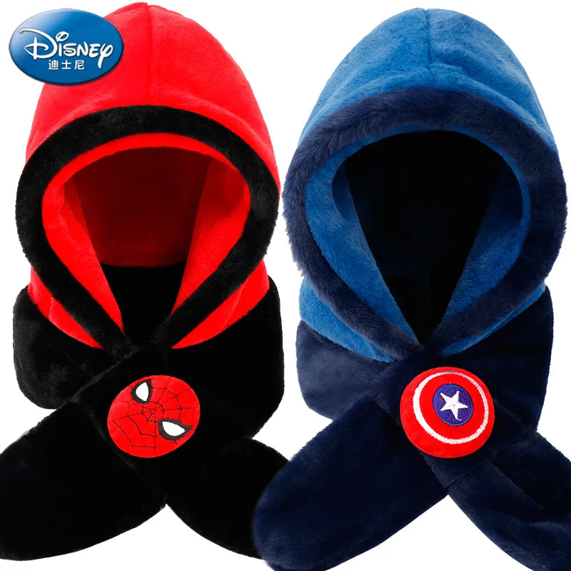 

Disney 2021 New Winter Children's Hat and Scarf Set Autumn and Winter Boy Baby Plush Warm Scarf Hat Integrated Set