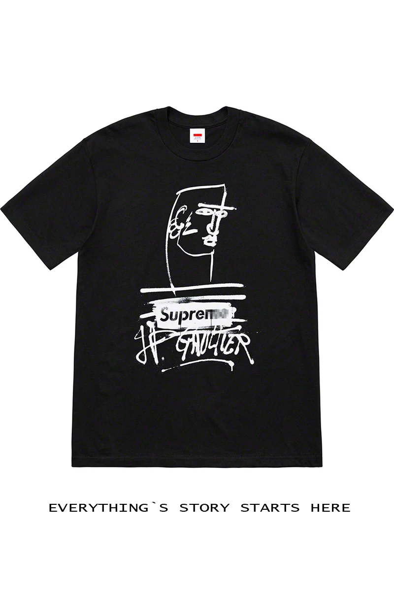 

X Jean Supreme Paul Gaultier Abstract Face Graffiti Short Sleeve Men's and Women's T-shirt Tee