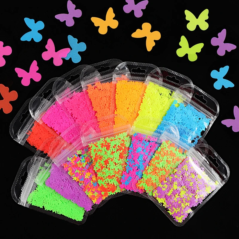 Butterfly Resin Filler Glitter Fluorescent Flakes Clay Slime Filler Filling for Epoxy Resin Silicone Mold Craft Making DIY