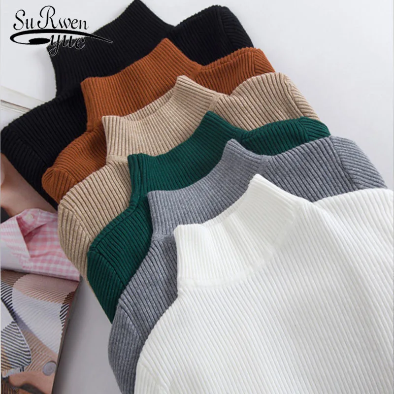 Spring Autumn Winter Turtleneck Sweaters Slim-fit Korean Sweater Long Sleeve Pullovers Short Casual Tight Clothes New Arrival | Женская