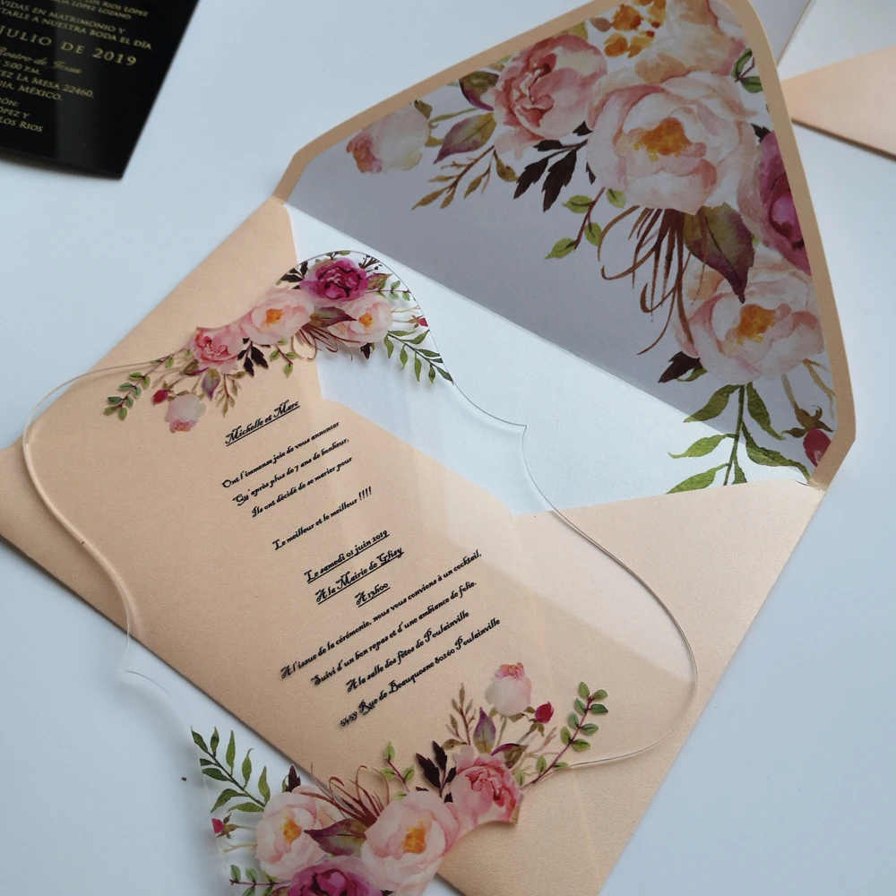 10 шт. Популярные Акриловые приглашения с цветочным дизайном|invitation card|wedding invitations