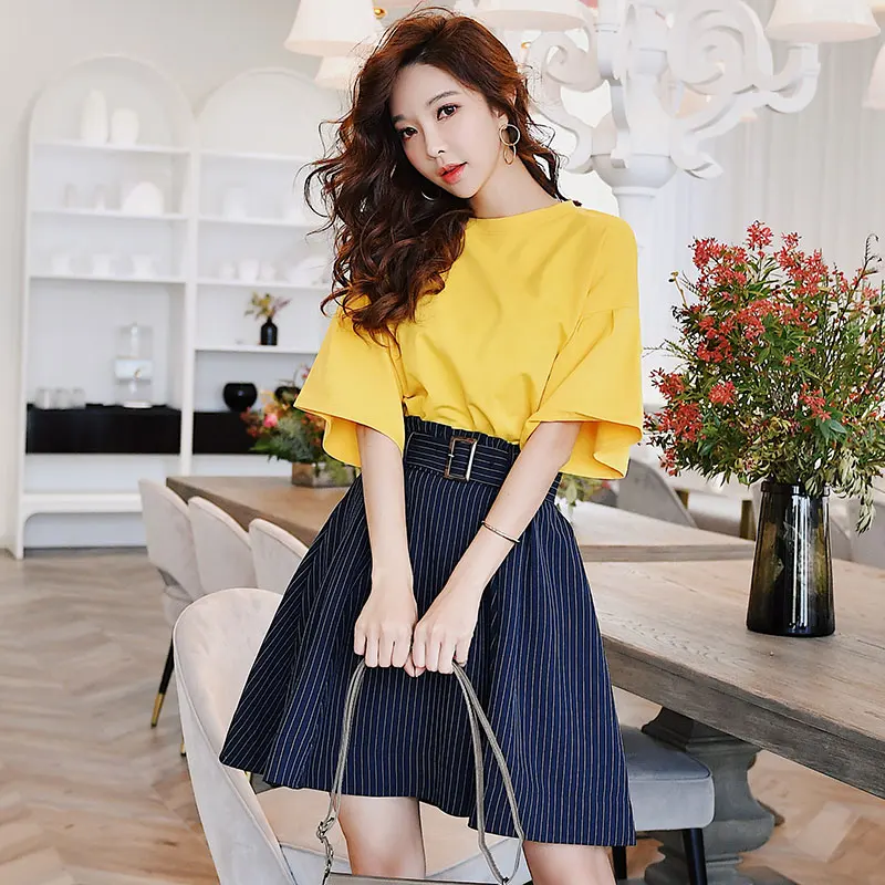 Женские юбки в полоску Dabuwawa элегантные плиссированные трапециевидной формы