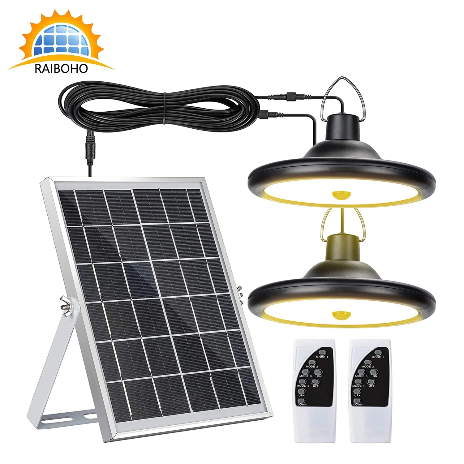 

Upgraded Solar Lights Outdoor with Dual Lamp LED Outdoor Indoor Hanging Shed Light 1000 Lumens Adjustable Solar Panel Warm White