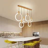 modern simple led kitchen chandelier wooden decor lighting fixtures nordic pendant lamps dining room island hanging lights