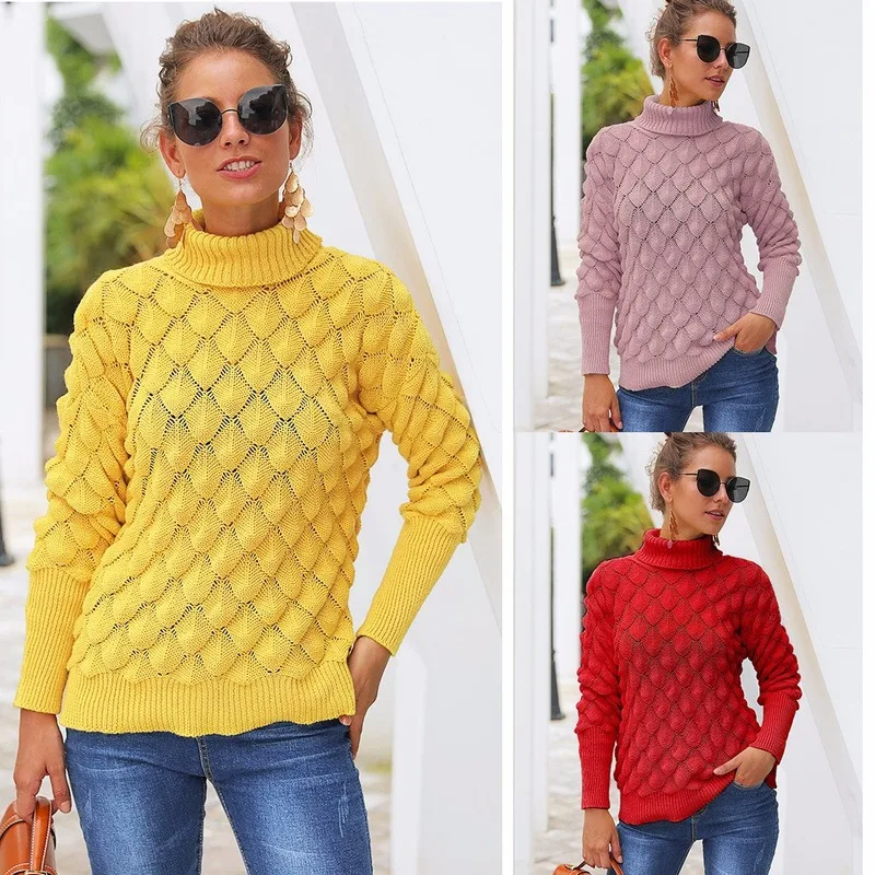 2019 Autumn Lady High Elastic Long Sleeve Tops Turtleneck Knitted Sweater Women Slim Sexy Tight Bottoming Pullovers | Женская одежда