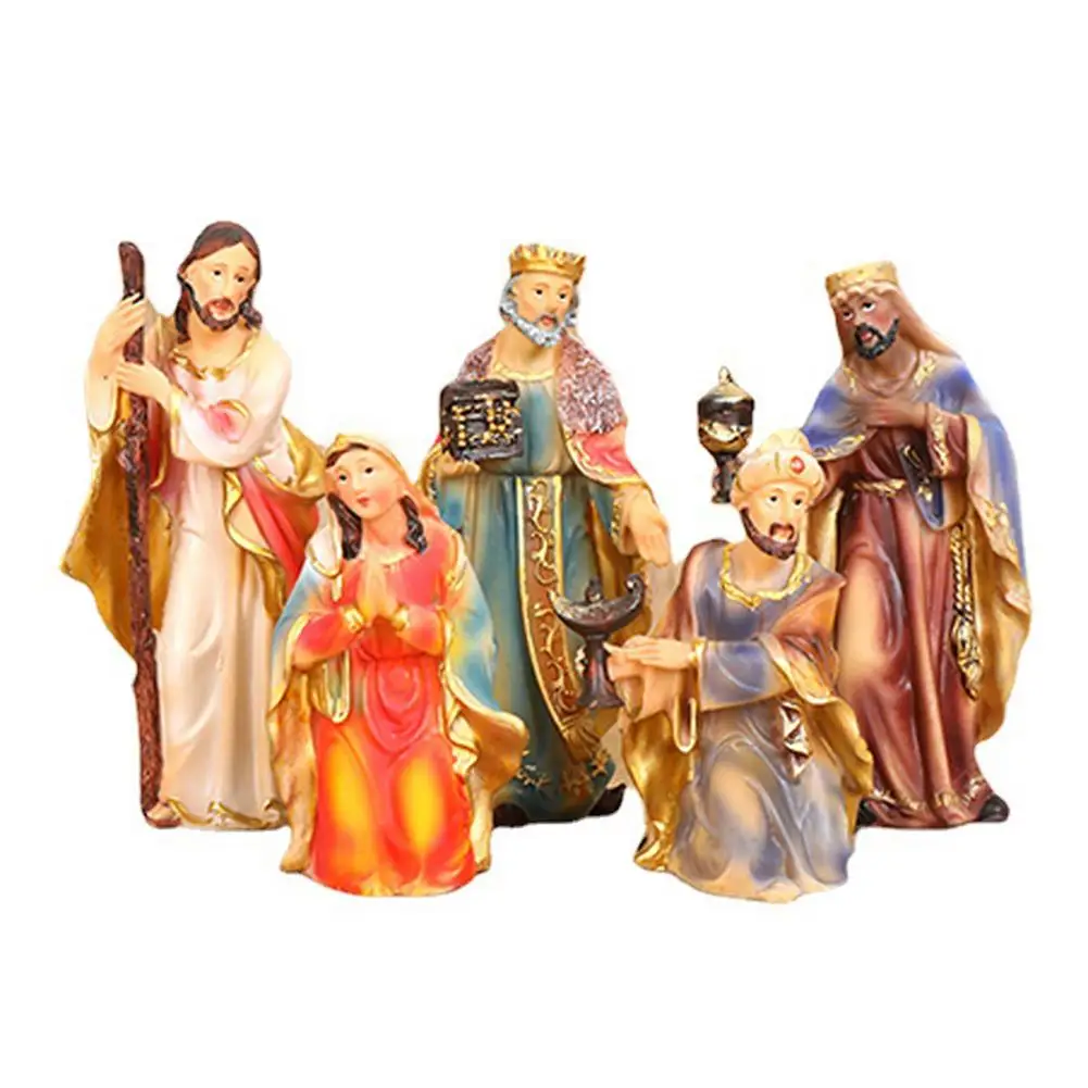 

Hand Carved Nativity Scene Pendant Christ Born Act Reappeared Crafts Statue Collection Figurines Tabletop Ornaments Sculpture
