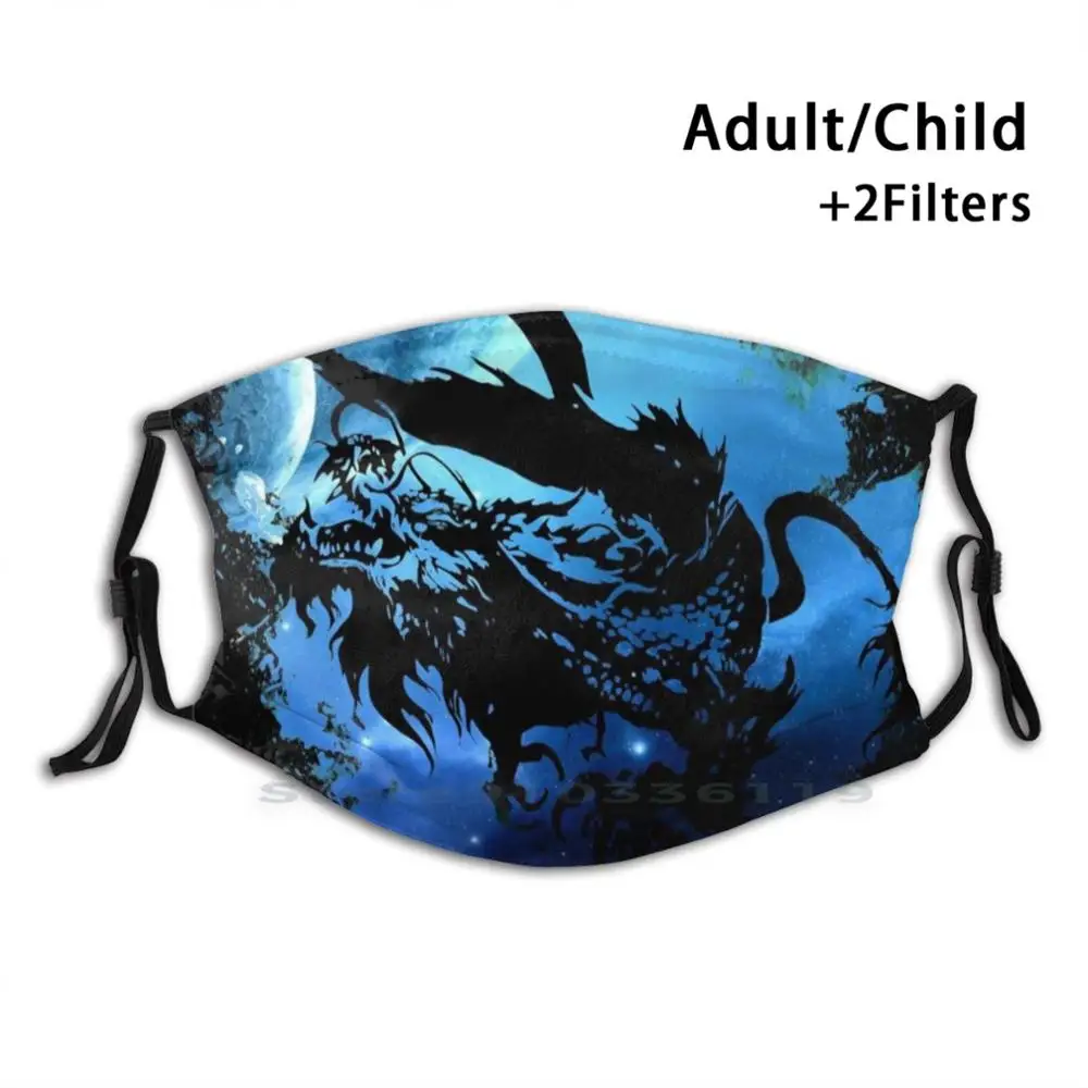 

Sky Dragon Reusable Mouth Face Mask With Filters Kids Hunter Dragon Games Monster Horror Scary Rpg Fire Flames Wyvern Hunt