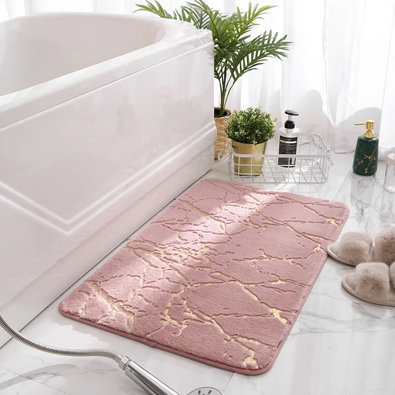 Inyahome Pink Bath Mats for Bathroom Floor Mat Cozy Comfortable Floor Bathmats Carpet for Home Décor Memory Foam Bathroom Rugs