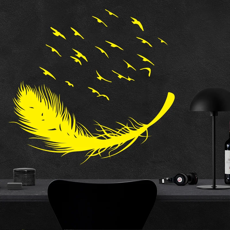 

Wall Decals Large Flying 7 Colors Feather Art Wall Sticker for Home Decor DIY Personality Mural Kid Room Bedroom Decoration