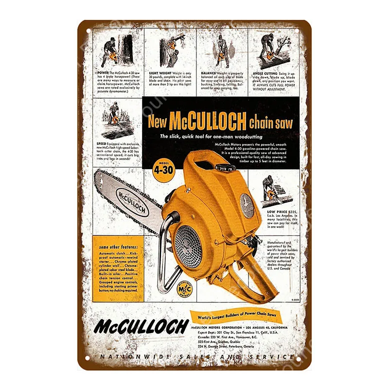 Ферма фермерский гараж магазин Декор Homelite птица цепные пилы винтажные