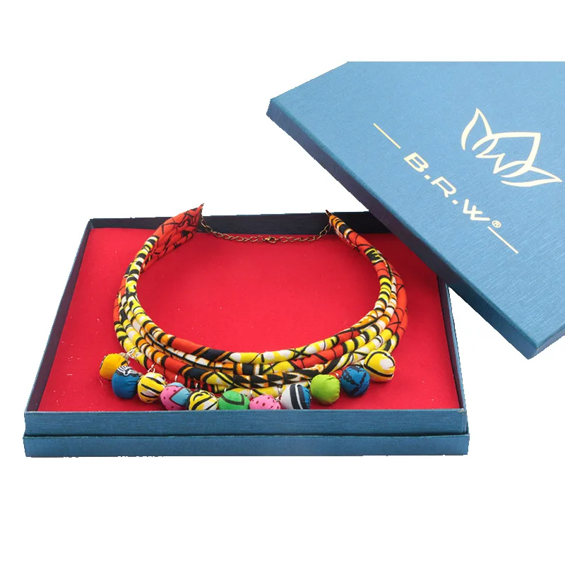 2020 Новый дизайн Африканский узор Кенте ткани заявление ожерелье африканская