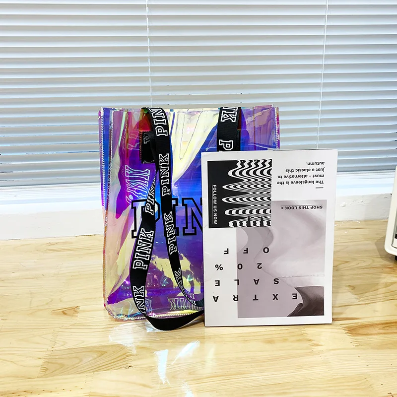 Holographic Tote Bag Designer Casual Shoulder Bags for Women PVC Waterproof Handbags for Women