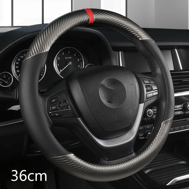 36cm leather carbon fiber car steering wheel cover size s for honda civic ciimo jade suzuki alto nissan juke auto accessories free global shipping