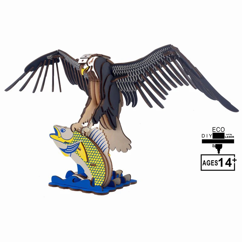 DIY 3D деревянные головоломки игрушки в сборе модель летающий дракон карп Орл кот