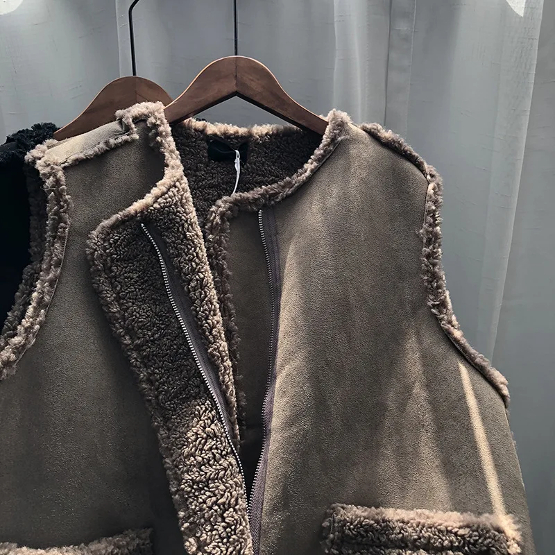 Женский жилет из овечьей шерсти Новинка весна-зима 2024 свободная меховая замшевая
