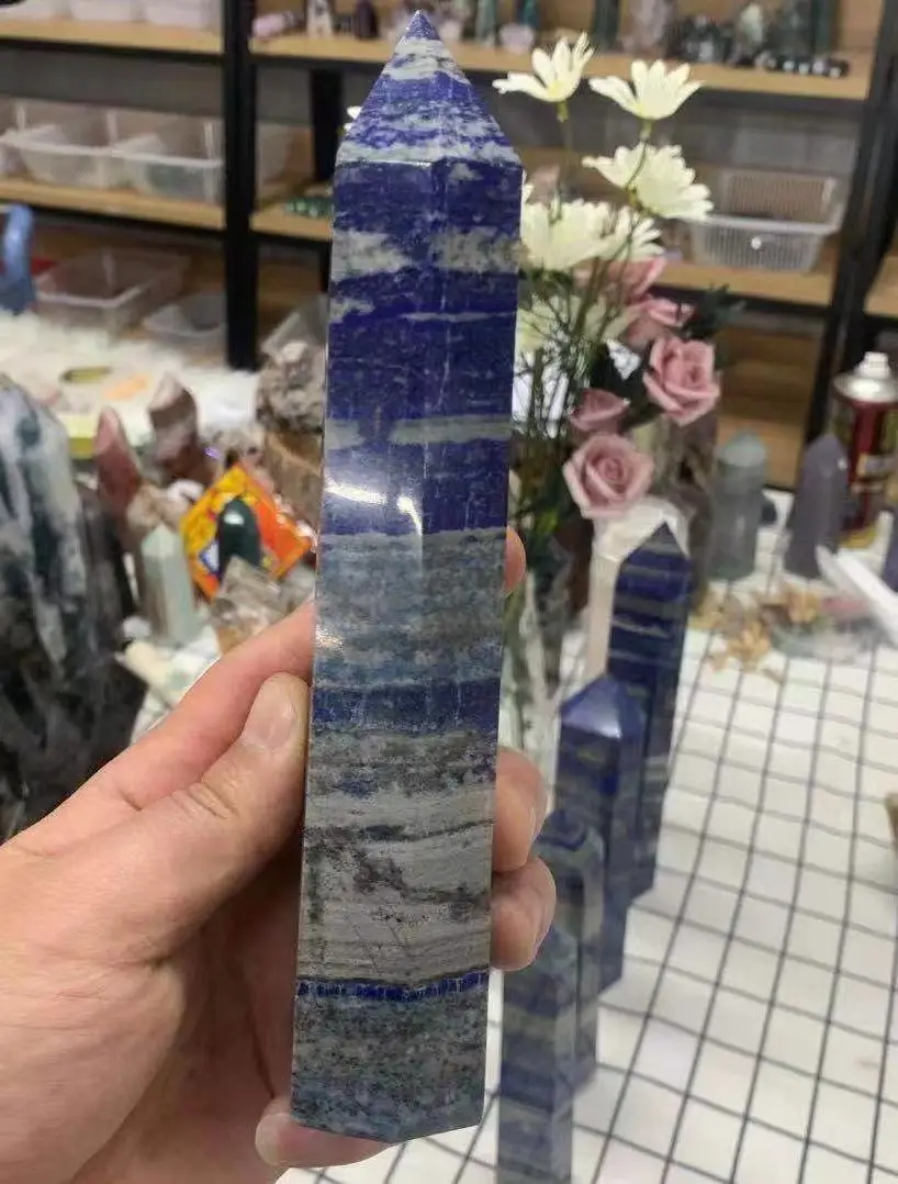 

Natural Rock Lapis Lazuli Quartz Crystal Stone Point Healing Wand Obelisk Feng Shui home decoration office decoration