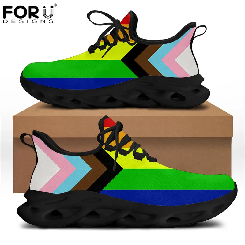 Женские кроссовки на шнуровке FORUDESIGNS модные с радужным принтом в виде флага для