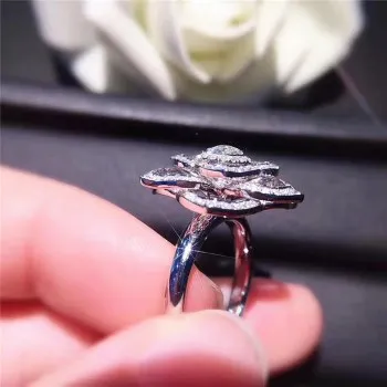 

18K White Gold-plated Rose Simulation Diamond Engagement Ring Female R1044 Whole Sale Wedding Wholesale