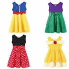 Платье летнее хлопковое ТРАПЕЦИЕВИДНОЕ для девочек, одежда для вечерние, Эльза и Анна, из мягкого хлопка, наряд для детей, модная коллекция принцесс