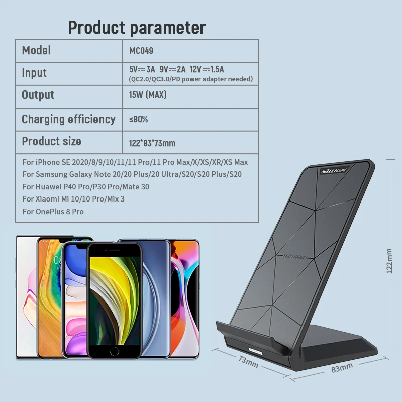nillkin wireless charger 15w fast qi wireless charging stand10w wireless charging station dock for iphone 11 12 pro max note 20 free global shipping