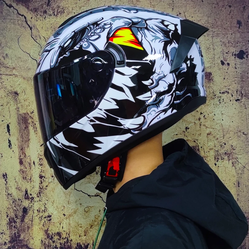 Полнолицевые гоночные шлемы зимний теплый двойной козырек мотоциклетный шлем