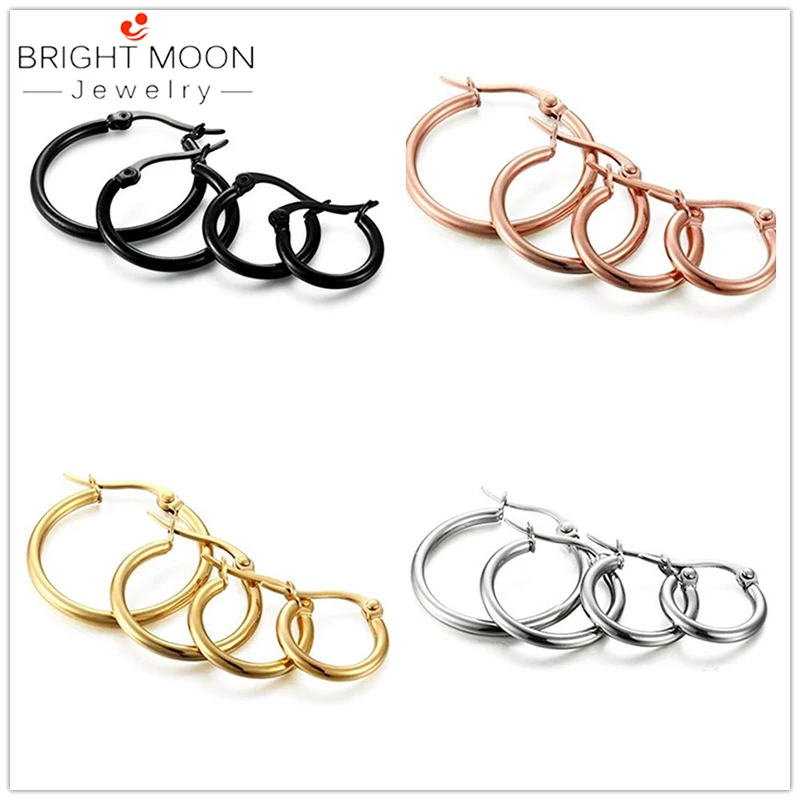 Яркая луна 4 пары набор серег колец из нержавеющей стали милые серьги Huggie для