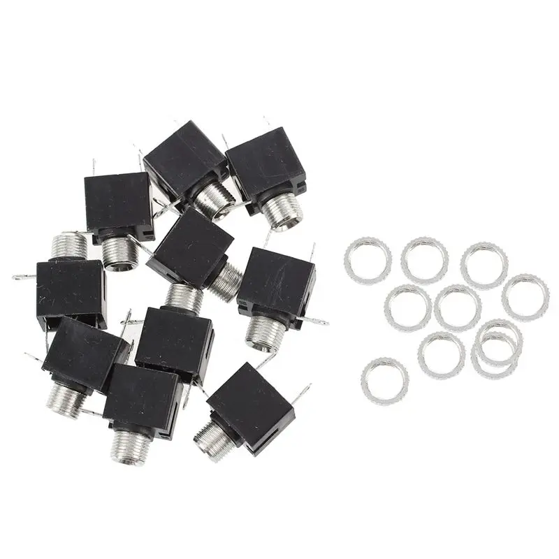 10 Pcs 3 Pins Chassis Mount Female 3.5Mm Mono Jacks Socket Connectors | Электроника