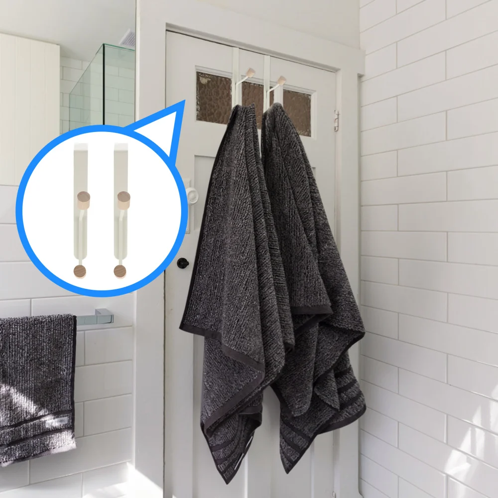

2pcs Dual-hook Punch-free Hook Clothing Hook Creative Door Back Storage Hanger