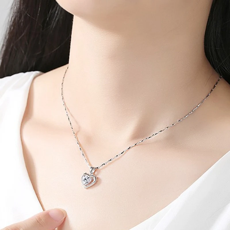 Милое ожерелье с подвеской вечное сердце цветной кулон в форме сердца синее