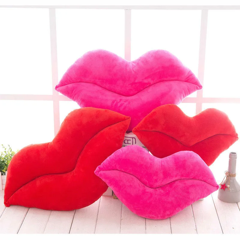 Фото Креативная подушка в форме красных губ 30 см декоративная для дома диван поясная