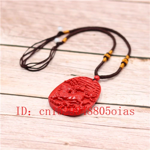 Кулон Дракон ожерелье Китайский Натуральный Красный Органическая киноварь Qilin