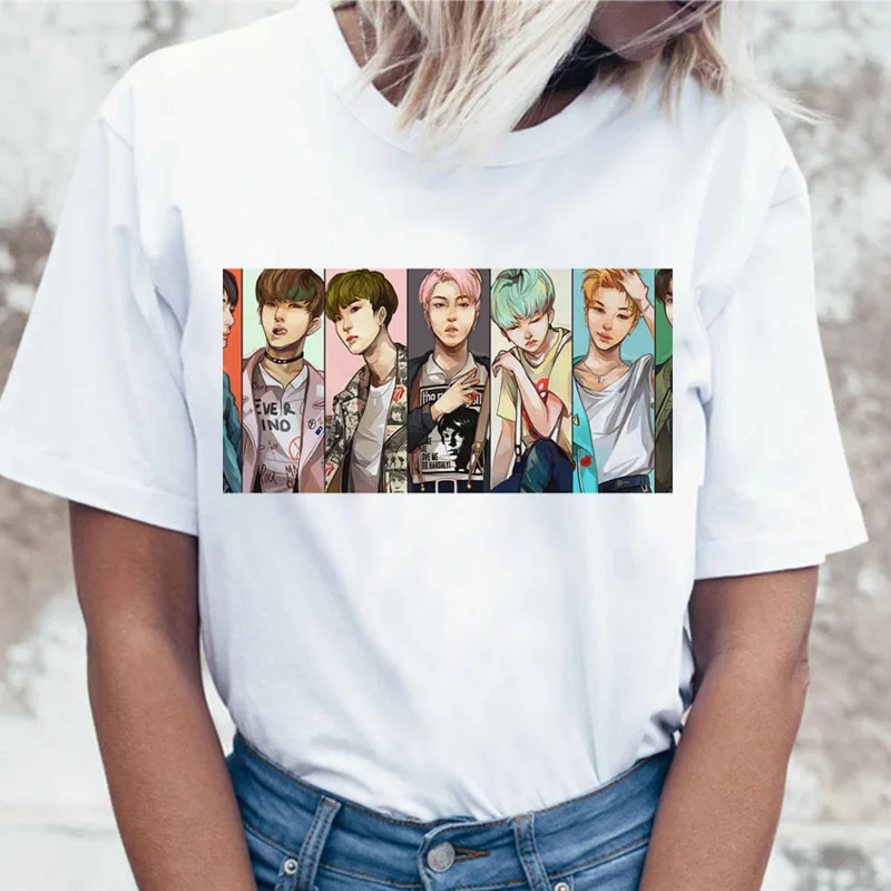 Kpop футболка JIN SUGA J HOPE, женская футболка JIMIN V JUNGKOOK, топ, футболка для K pop, корейские футболки, забавная графическая женская футболка K-pop - Цвет: 1143
