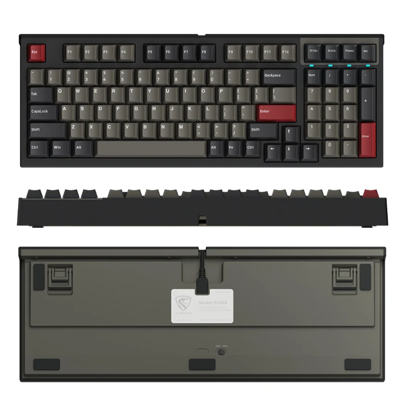 FL ESPORTS&Kailh 98keys hot swap socket game mechanical keyboard with RGB backlight Wired USB Ergonomic keyboard For PC laptop