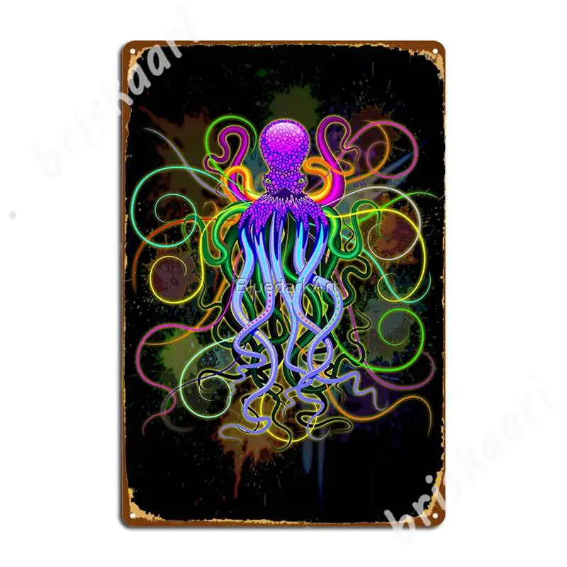 

Octopus Psychedelic Luminescence Metal Signs Cinema Living Room Mural Wall Plaque Design Tin sign Posters