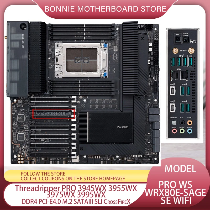 

Материнская плата для процессора Ryzen Threadripper PRO 3945WX 3955WX 3975WX 3995WX для ASUS Pro WS WRX80E-SAGE SE WIFI DDR4