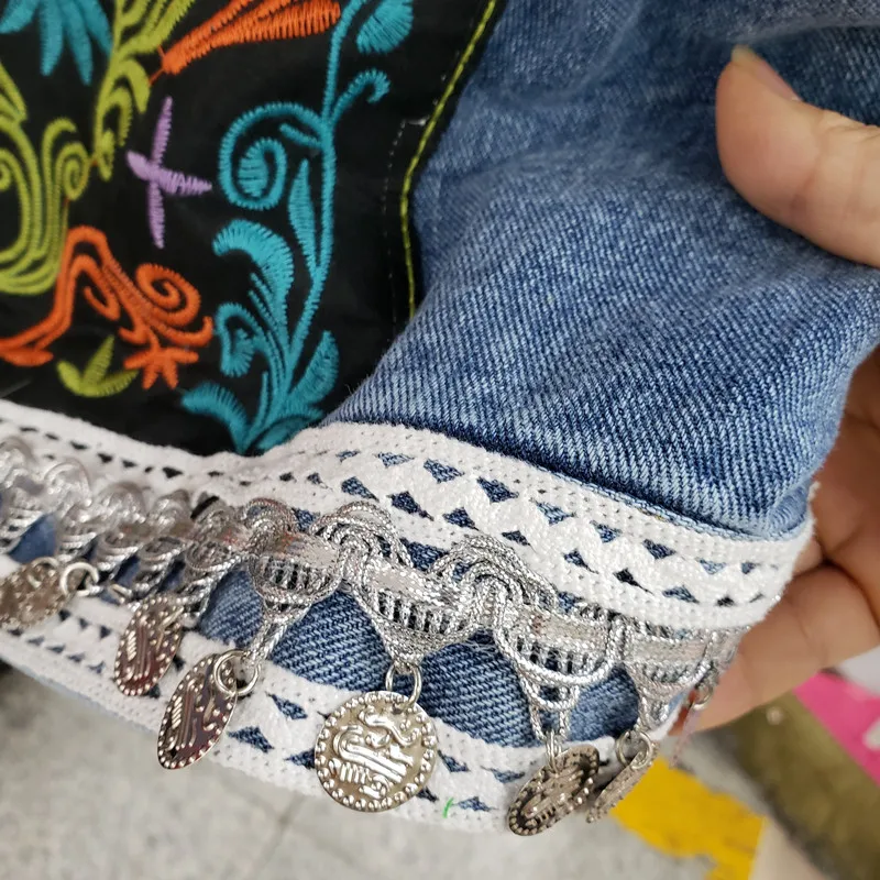 Индийский Пури тяжелый Do старый вышивка жемчужные джинсовые пальто женские