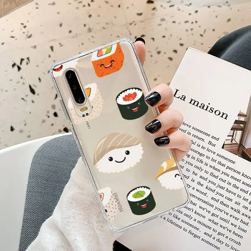 

Cartoon sushi cute fruit Phone Case Transparent for Samsung A71 S9 10 20 HUAWEI p30 40 honor 10i 8x xiaomi note 8 Pro 10t 11