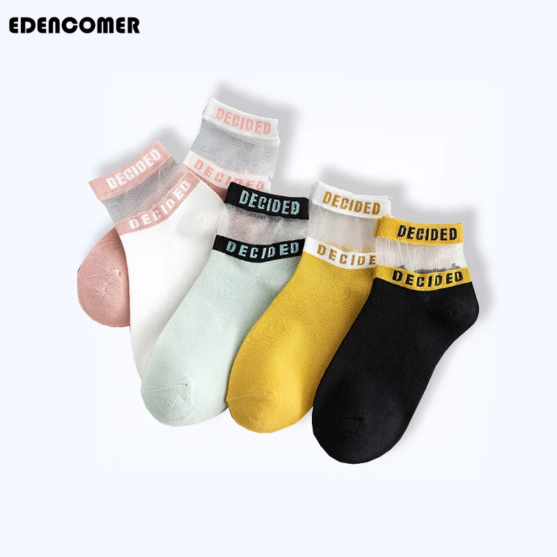 Милые стеклянные шелковые женские носки 2019 лето осень весна модные повседневные