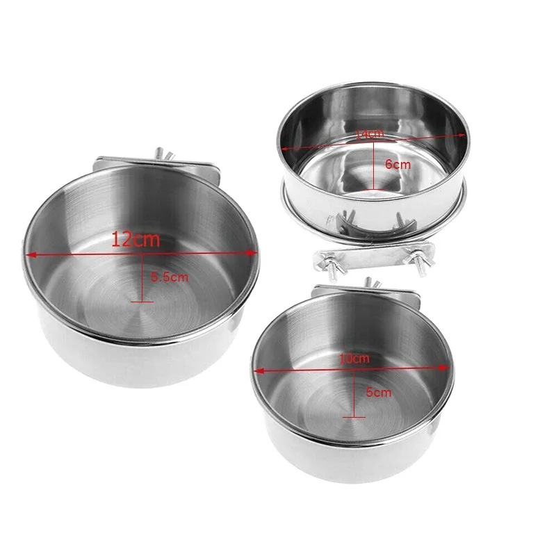 

Stainless Steel Coop Cup Pet Parrots Food Feeder Macaw Water Bowl for Bird Cage Accessories