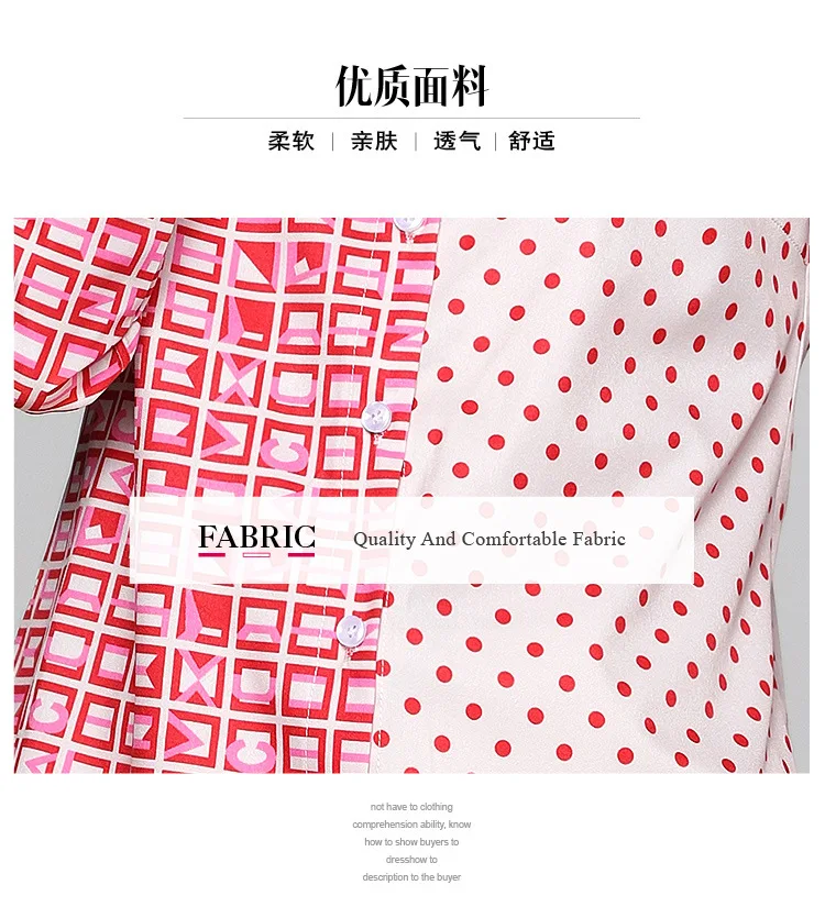 

Polka Dot chemise femme Half Red Half White blouse women Turn Down Collar Casual camisas de mujer Summer OL blouses et chemises