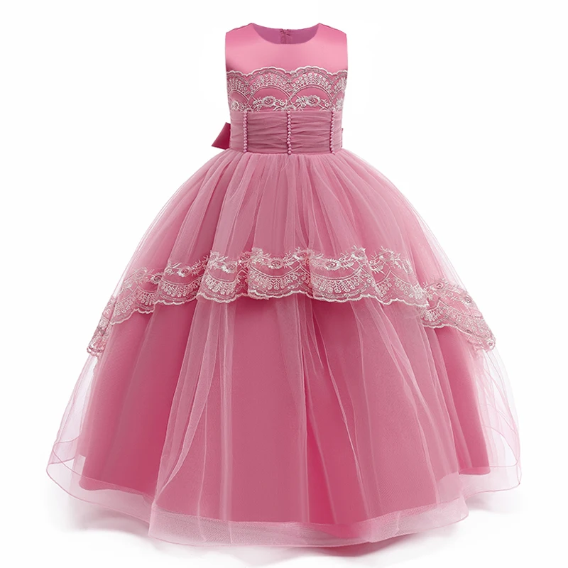 

Beading Children Birthday Party Prom Tutu Princess Long Wedding Bridesmaid Evening Infant Summer Dress Kid Vestidos Girl Clothes