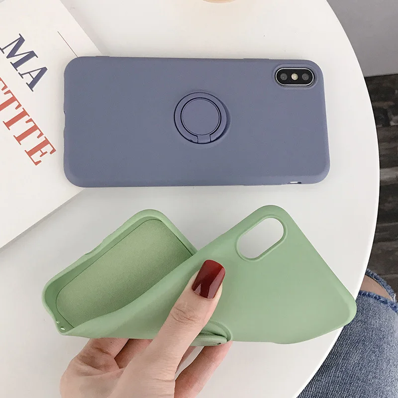 Карамельный цвет кольцо подставка держатель Чехлы для iPhone X XS XR Xs Max мягкий