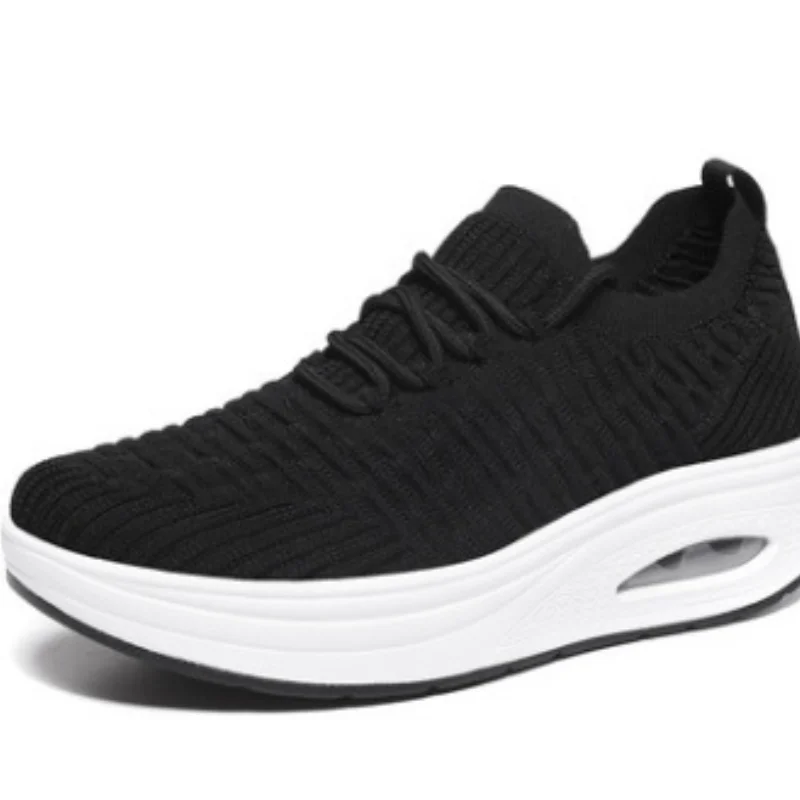 

Women's Air Shock Cushion Sneakers Female Lace-up Platform Knitted Mesh Sport Shoes Breathable Fashion New Zapatillas Mujer 2021