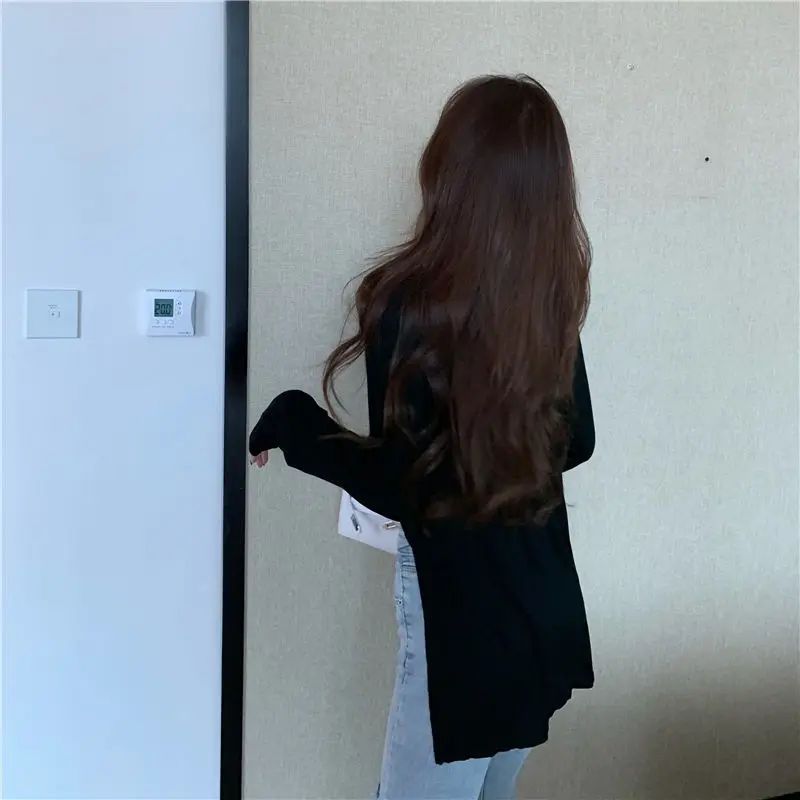 

Spring/summer Pure Cotton Long-sleeved T-shirt Girl Sexy Bare Midriff Y2k Aesthetic Top Harajuku Black/white Women Sexy Tops