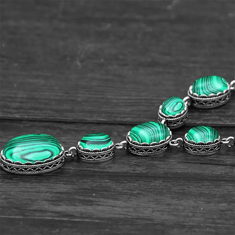 Нежный овал Малахит Цепочки и ожерелья Серьги комплект ювелирных изделий для Для