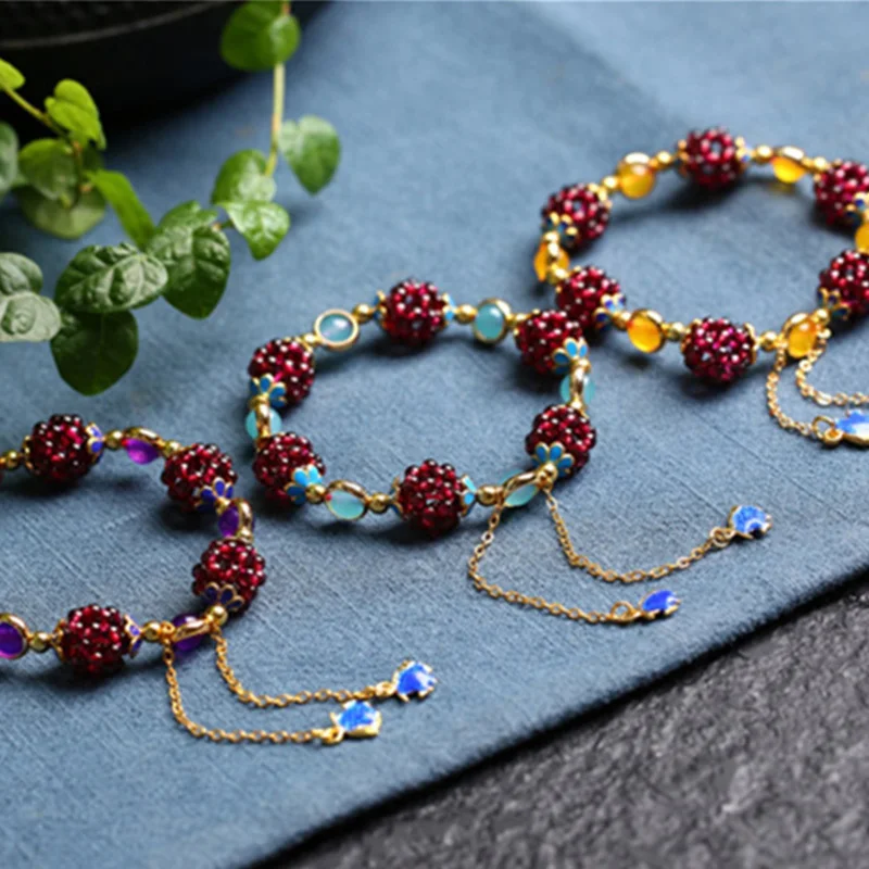 Прямая поставка 100% гранат браслет Вселенная Галактический Femme винный красный