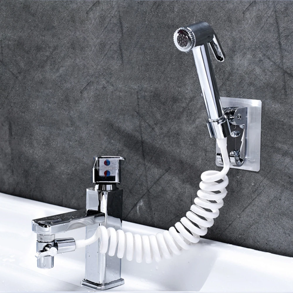 

1set Punch-free Shower Head Holder Bathroom Faucet Sprayer Sprinkler+Base+adjustable Hose+Valve Set For Hand Basin Sink Taps