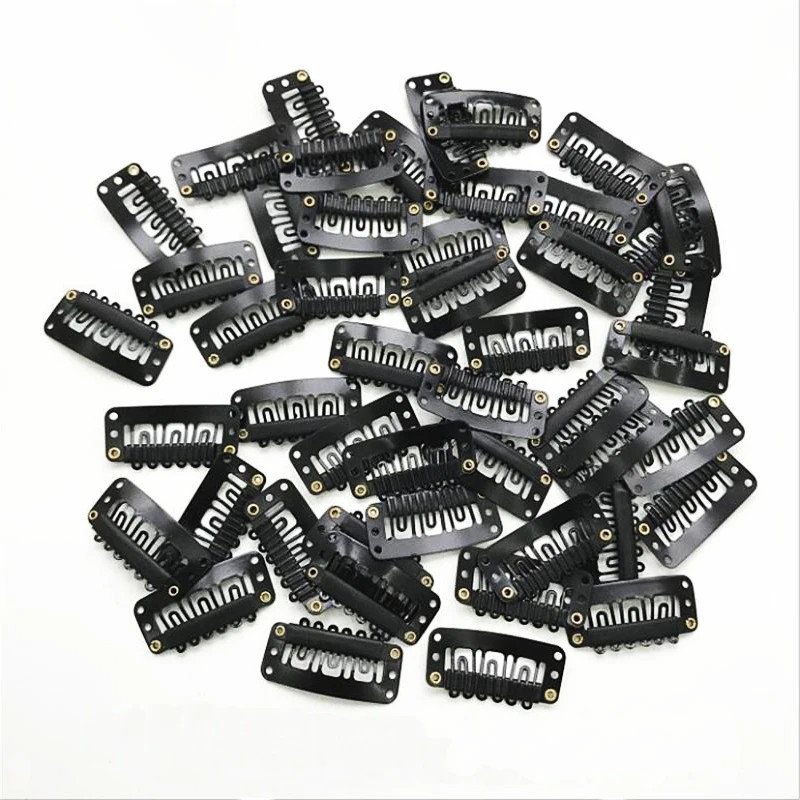 

10pcs U Shaped Hair Extension Clips Snap Metal Clips With Silicone Back For Clip In Human Hair Extensions Wig Comb Clips