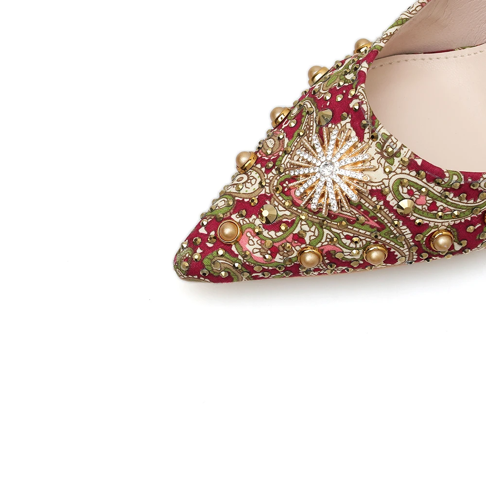 

NIUFUNI 2020 New Style Pointed Toe Women Pumps Rhinestone High Heels Red Party Wedding Shoes Woman Ladies Stilettos